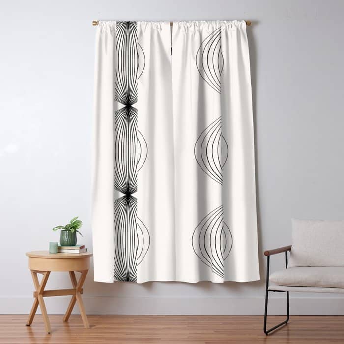 Geometric Orb Shapes - Black And White Window Curtain