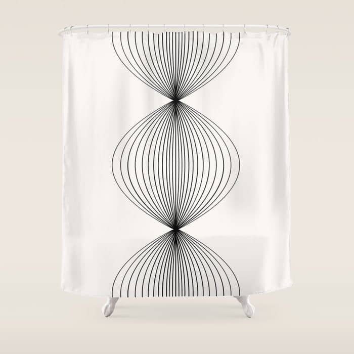 Geometric Orb Shapes - Black And White Shower Curtain