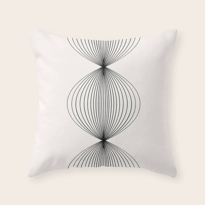 Geometric Orb Shapes - Black And White Throw Pillow