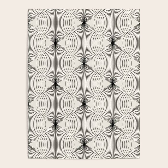 Geometric Orb Pattern - Black And White Poster