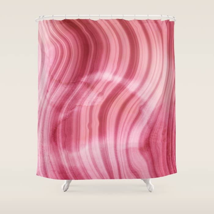 Summer Pink  Mermaid  Marble Shower Curtain