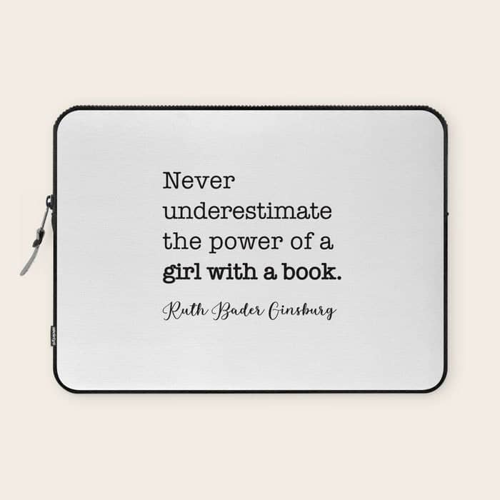 Never Underestimate The Power Of A Girl With A Book. Laptop Sleeve