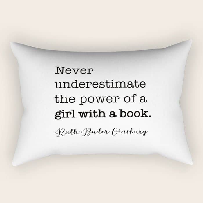Never Underestimate The Power Of A Girl With A Book. Rectangular Pillow