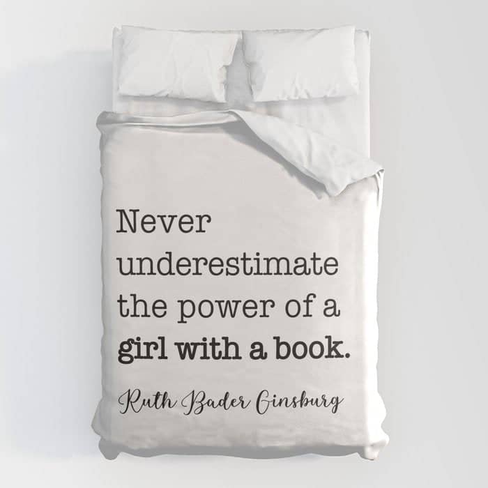 Never Underestimate The Power Of A Girl With A Book. Duvet Cover