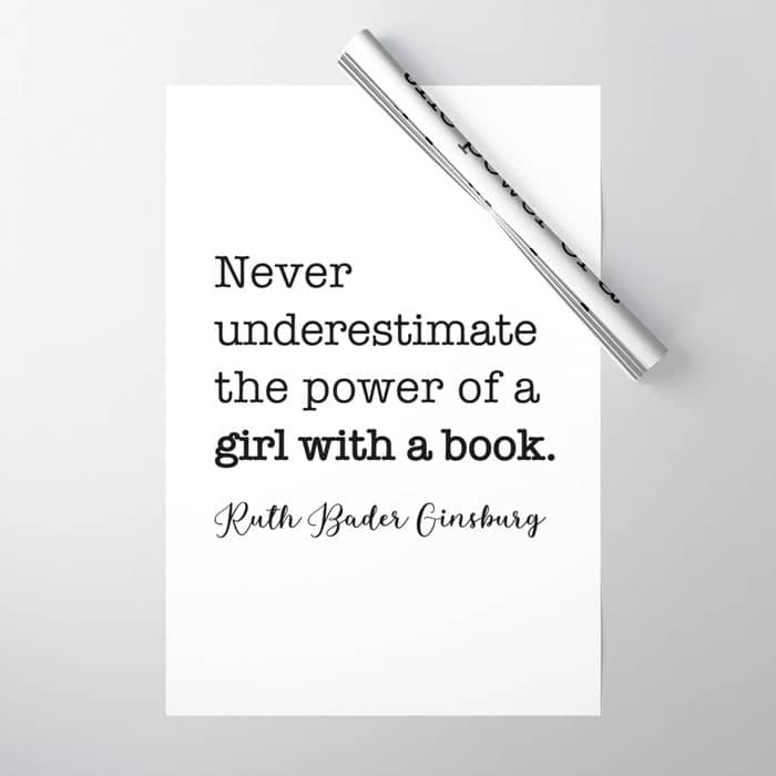 Never Underestimate The Power Of A Girl With A Book. Wrapping Paper