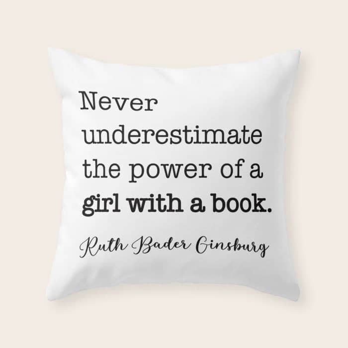 Never Underestimate The Power Of A Girl With A Book. Throw Pillow
