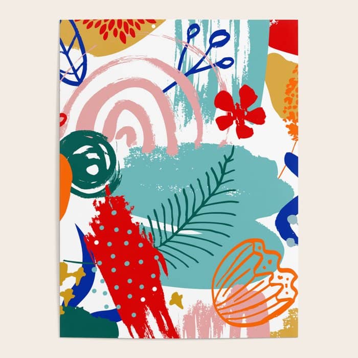 Summer Floral Prints, Abstract, Colourful Prints. Poster
