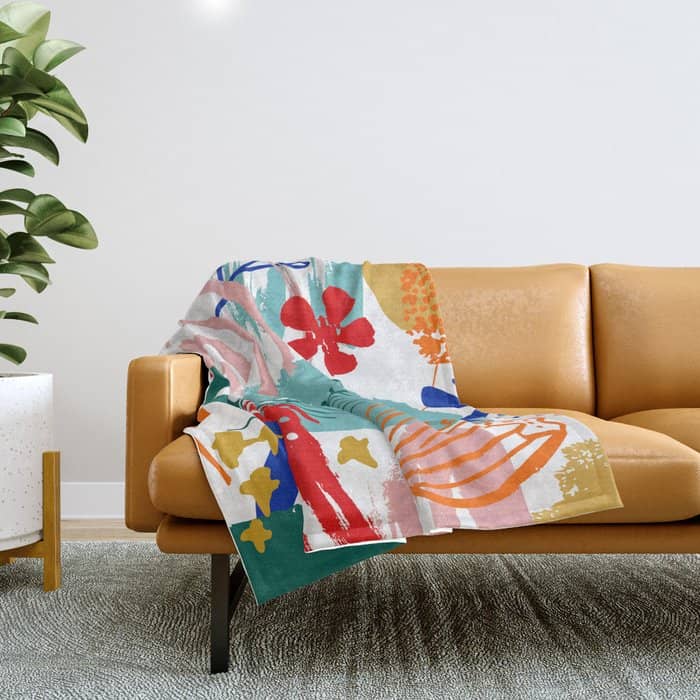 Summer Floral Prints, Abstract, Colourful Prints. Throw Blanket