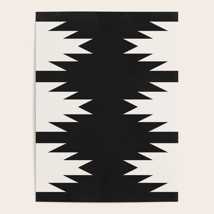 Geometric Southwestern Minimalism - Black And White Poster
