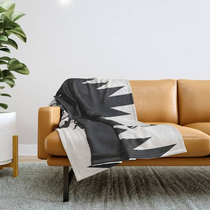 Geometric Southwestern Minimalism - Black And White Throw Blanket