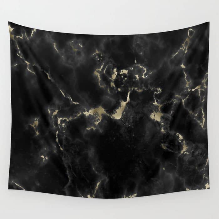 Modern Abstract Black Gold Trendy Marble Wall Tapestry