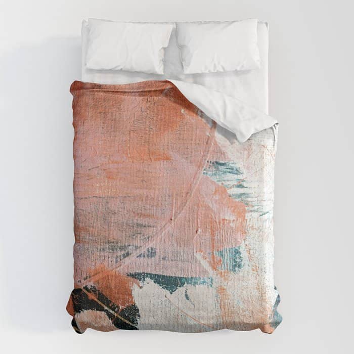 Interrupt [2]: A Pretty Minimal Abstract Acrylic Piece In Pink White And Blue By Alyssa Hamilton Art Duvet Cover
