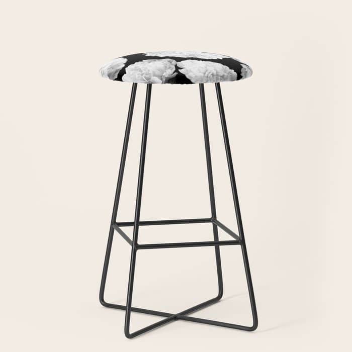 White Peony Flowers Black Background #Decor #Homestorie #Buyart Stool