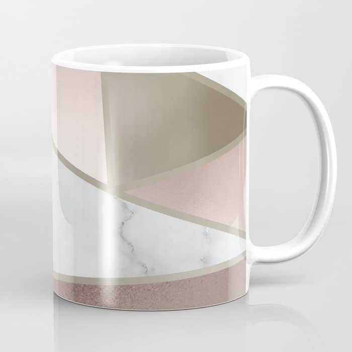 Geometric Art, Rose Gold, Blush Pink, Marble Prints Coffee Mug