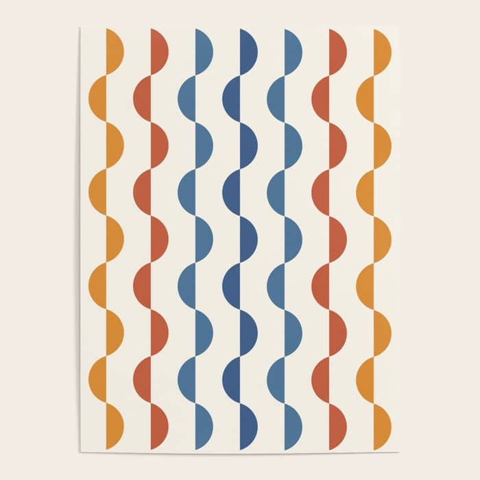 Gwynne Pattern Retro Shapes - Colorful 70'S Poster