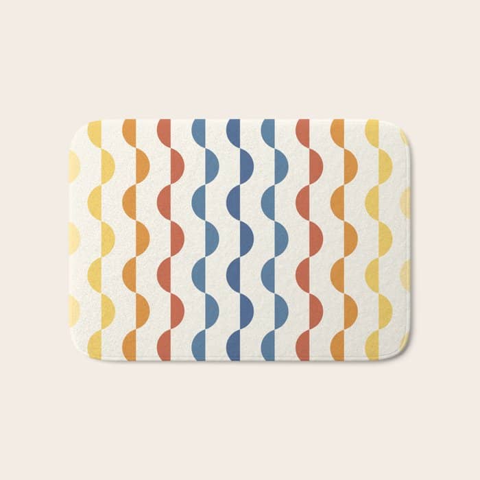 Gwynne Pattern Retro Shapes - Colorful 70'S Bath Mat