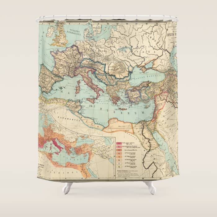 Vintage Map Of The Roman Empire (1889) Shower Curtain