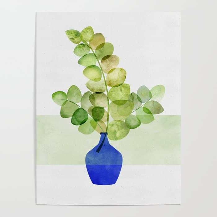 Green And Blue Eucalyptus Bouquet Poster