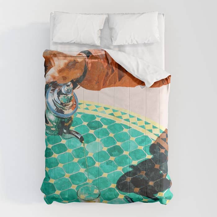 Chai, India Culture & People Painting, Exotic Travel Places Tea Bohemian Colorful Morocco Turkish Comforter
