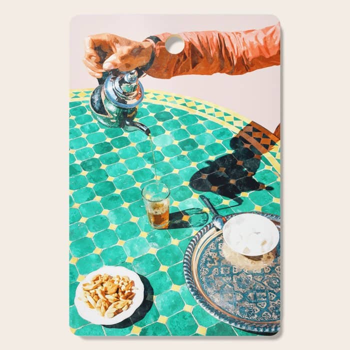 Chai, India Culture & People Painting, Exotic Travel Places Tea Bohemian Colorful Morocco Turkish Cutting Board