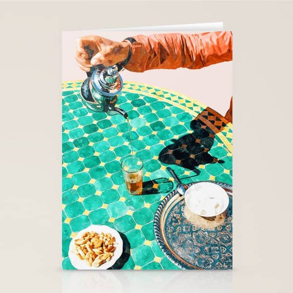Chai, India Culture & People Painting, Exotic Travel Places Tea Bohemian Colorful Morocco Turkish Stationery Card