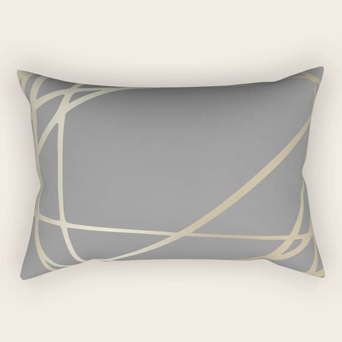Gold And Gray Circles And Swirls Striped Abstract Pattern Rectangular Pillow