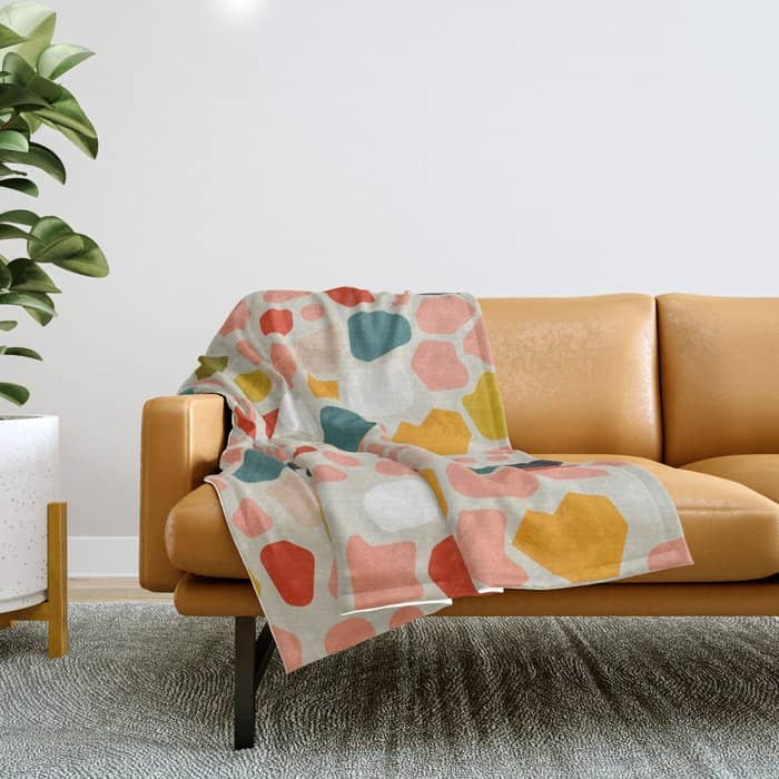 Terrazzo Mosaic Shapes Modern Throw Blanket