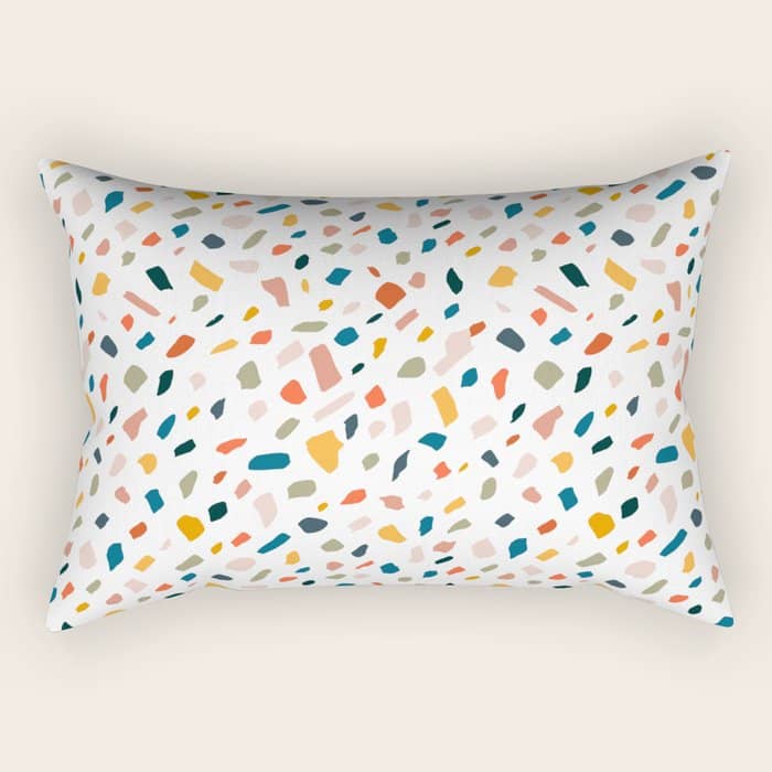Terrazzo, Abstract Quirky Shapes Bohemian Modern Pattern Confetti Celebration Random Colorful Shapes Rectangular Pillow