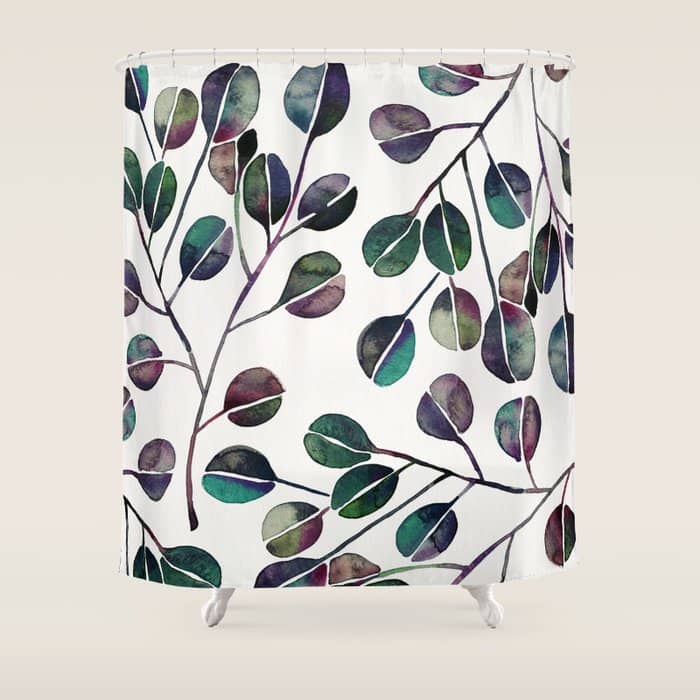Silver Dollar Eucalyptus - Deep Cool Palette Shower Curtain