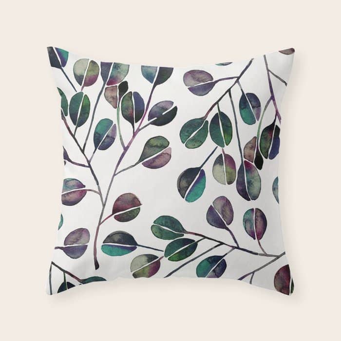 Silver Dollar Eucalyptus - Deep Cool Palette Throw Pillow
