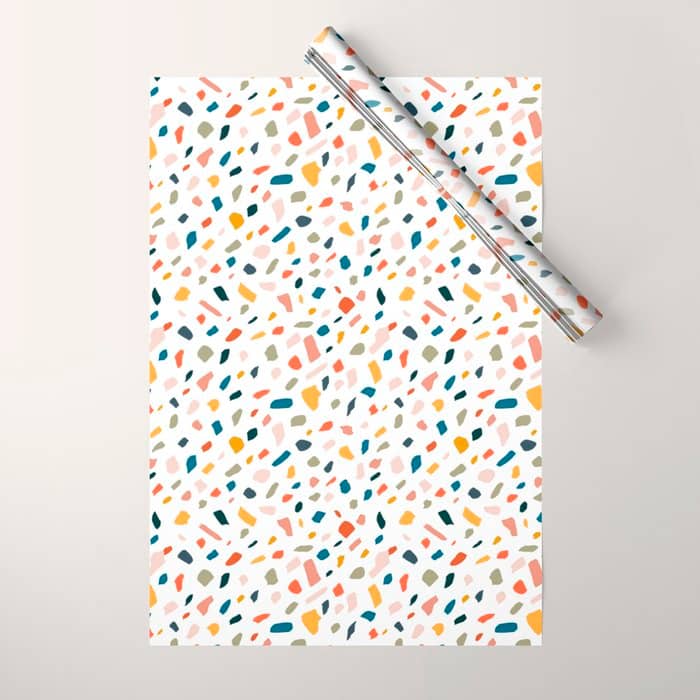 Terrazzo, Abstract Quirky Shapes Bohemian Modern Pattern Confetti Celebration Random Colorful Shapes Wrapping Paper