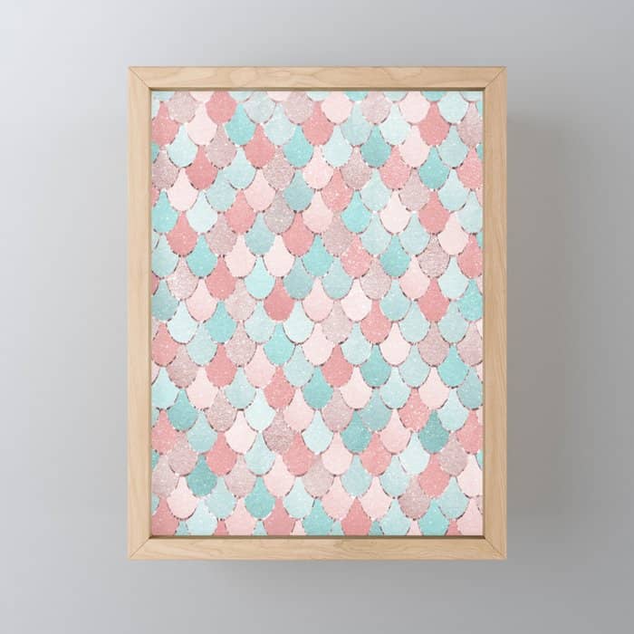 Cute Mermaid Coral And Teal Mini Art Print