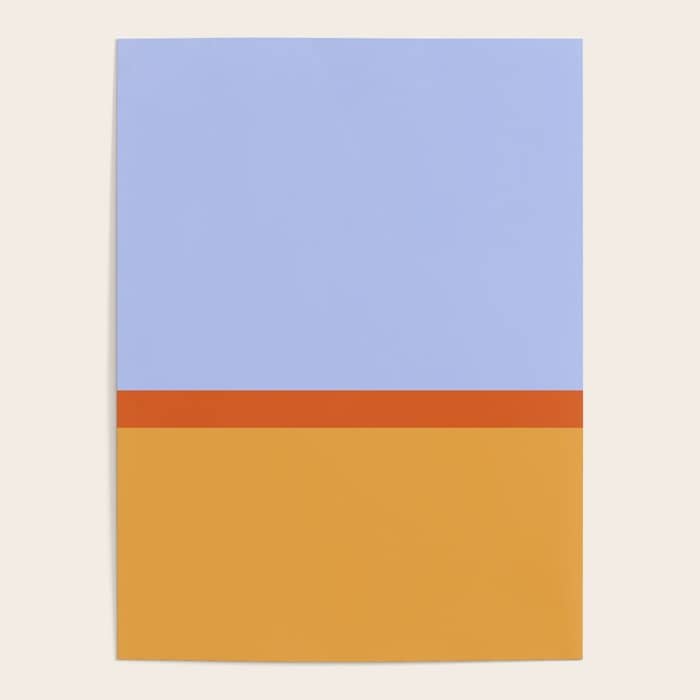 70s Summer Color Block Blue And Orange Poster
