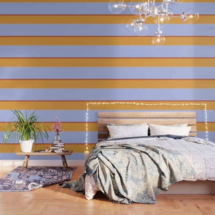 70s Summer Color Block Blue And Orange Wallpaper