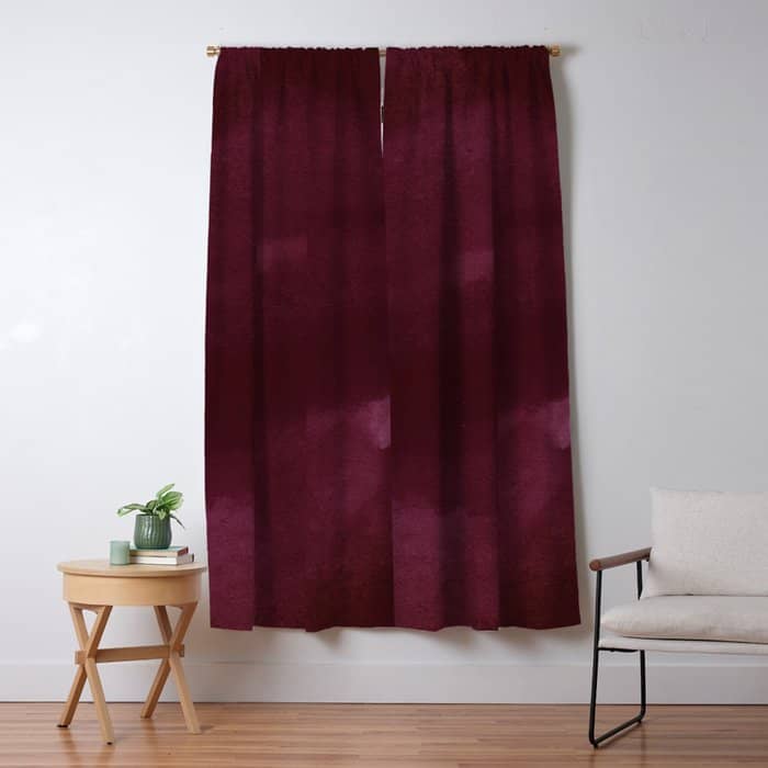 Abstract Modern Dark Burgundy Watercolor Window Curtain