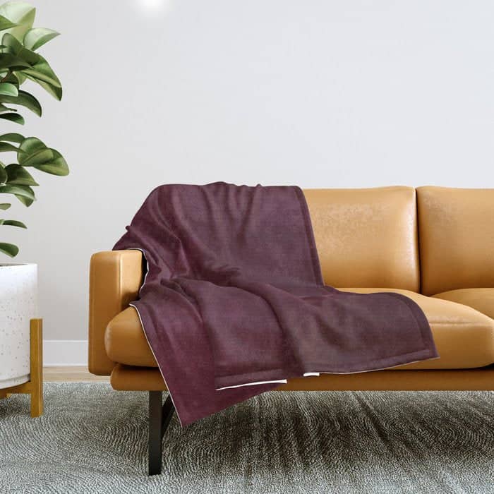 Abstract Modern Dark Burgundy Watercolor Throw Blanket