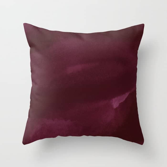 Abstract Modern Dark Burgundy Watercolor Throw Pillow