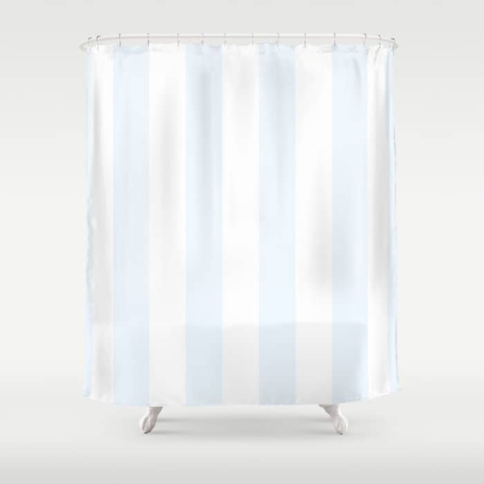 Alice Blue And White Cabana Tent Stripes Shower Curtain