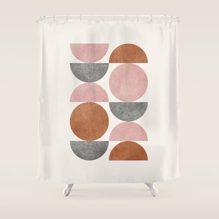 Pink Brown Retro Scandinavian Pattern Shower Curtain