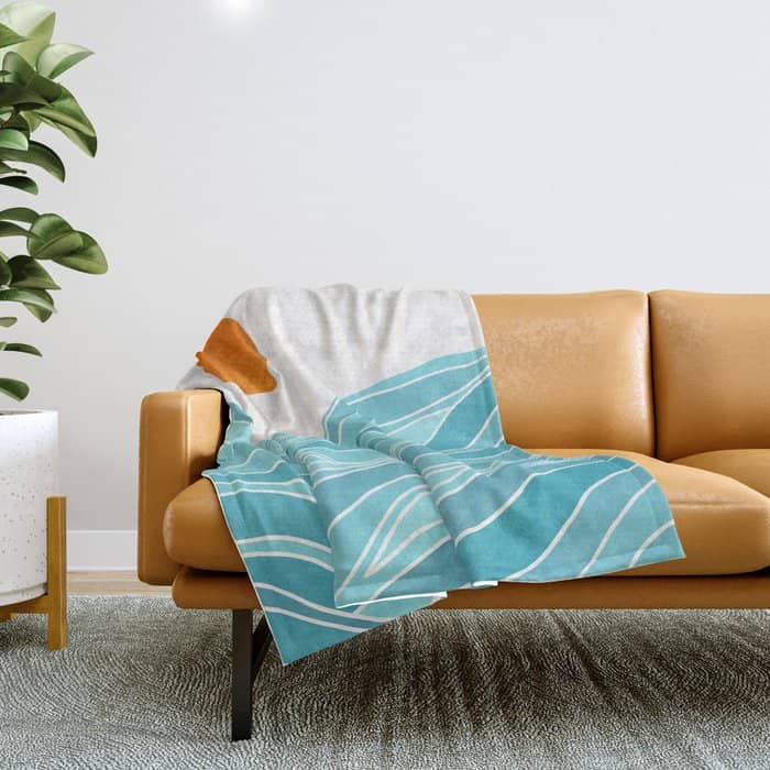 Waves Like Mountains Landscape Throw Blanket