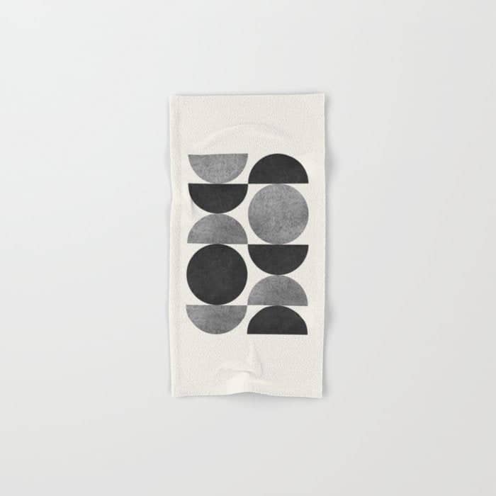 Black Grey Retro Mid Century Modern Bath Towel