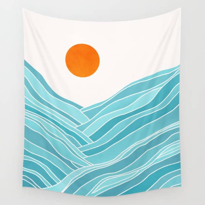 Waves Like Mountains Landscape Wall Tapestry