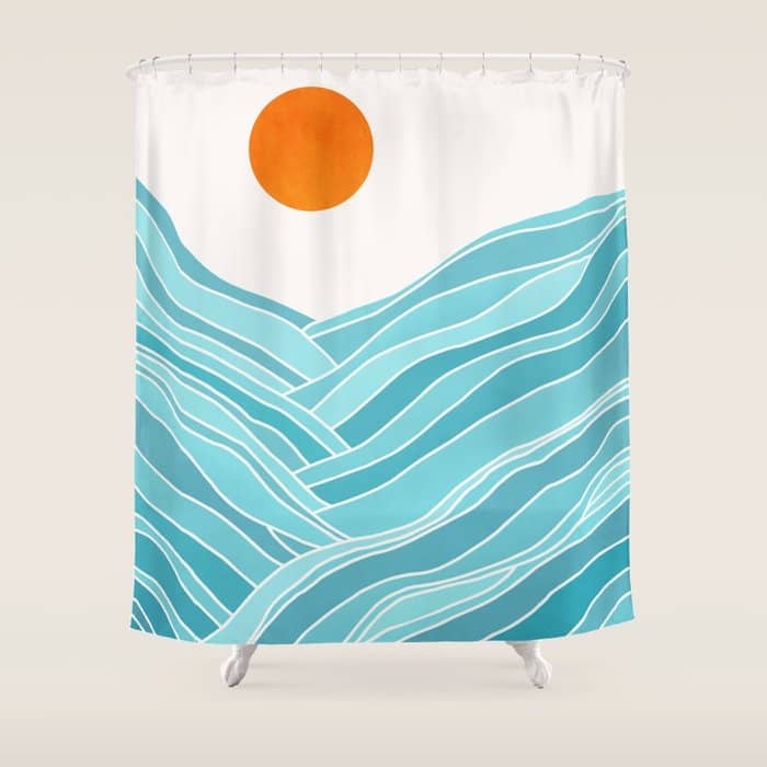 Waves Like Mountains Landscape Shower Curtain