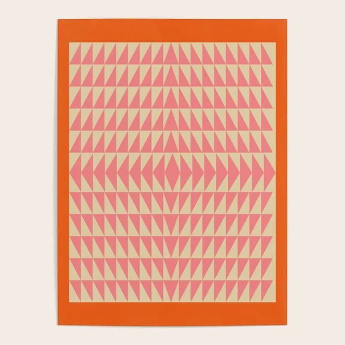 Bold Triangle Pattern In Pink And Orange Poster
