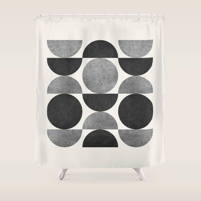 Black Grey Retro Mid Century Modern Shower Curtain