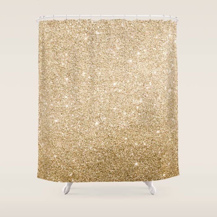 Modern Abstract Elegant Chic Gold Glitter Shower Curtain
