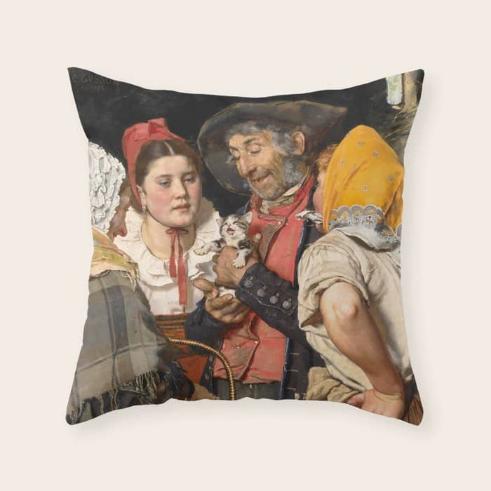 Old Man'S Treasure By Karl Gussow, 1876 Throw Pillow