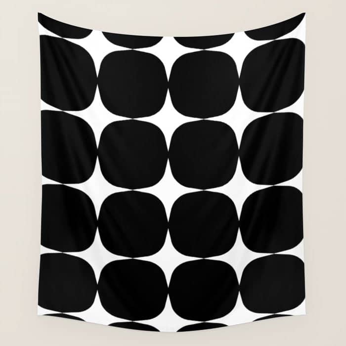 Retro '50s Shapes In Black And White Wall Tapestry