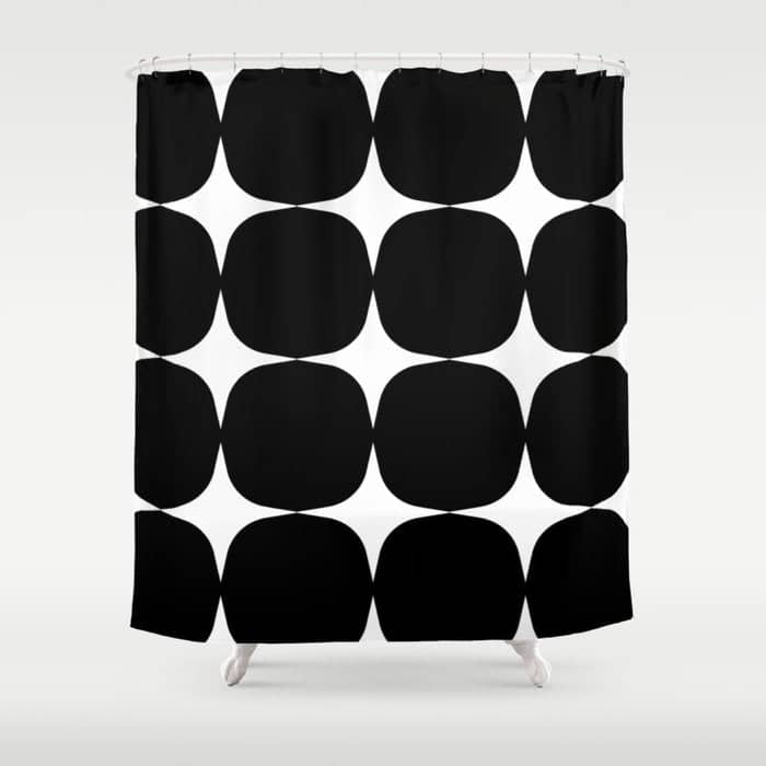 Retro '50s Shapes In Black And White Shower Curtain
