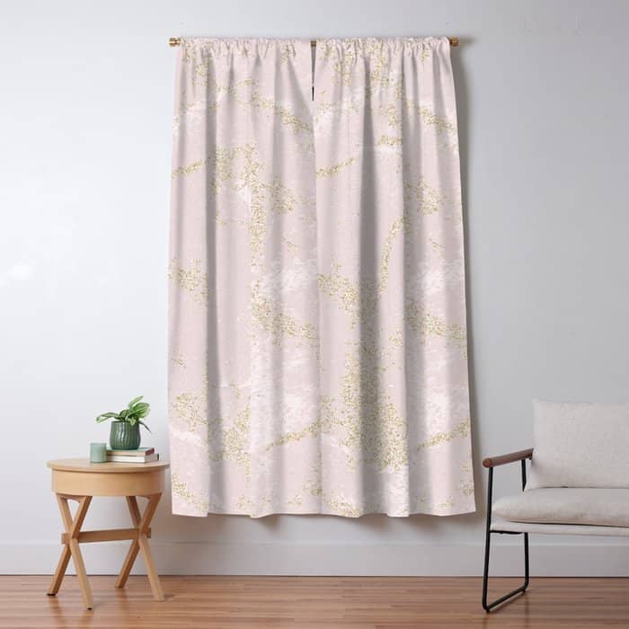 Elegant Modern Blush Pink Gold Pastel Marble Window Curtain